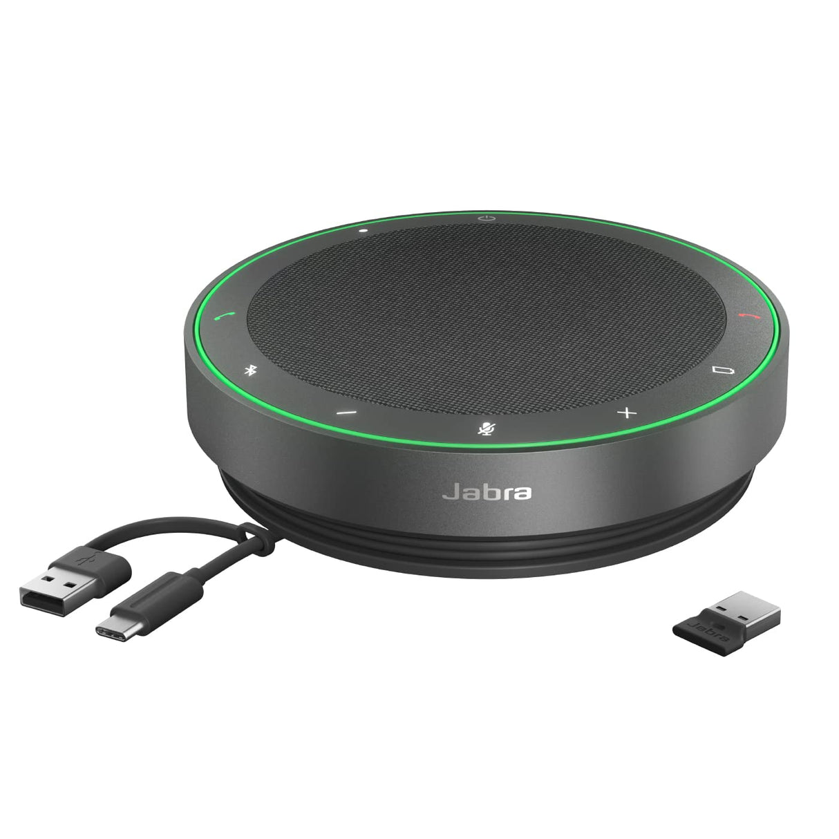 Jabra Speak2 75 Altavoz inalámbrico Bluetooth para Trabajo y música, 4 micrófonos con cancelación de Ruido, Altavoces de 65 mm, Nueva función de conexión, USB-A, Zoom y Google Meet, Gris Oscuro