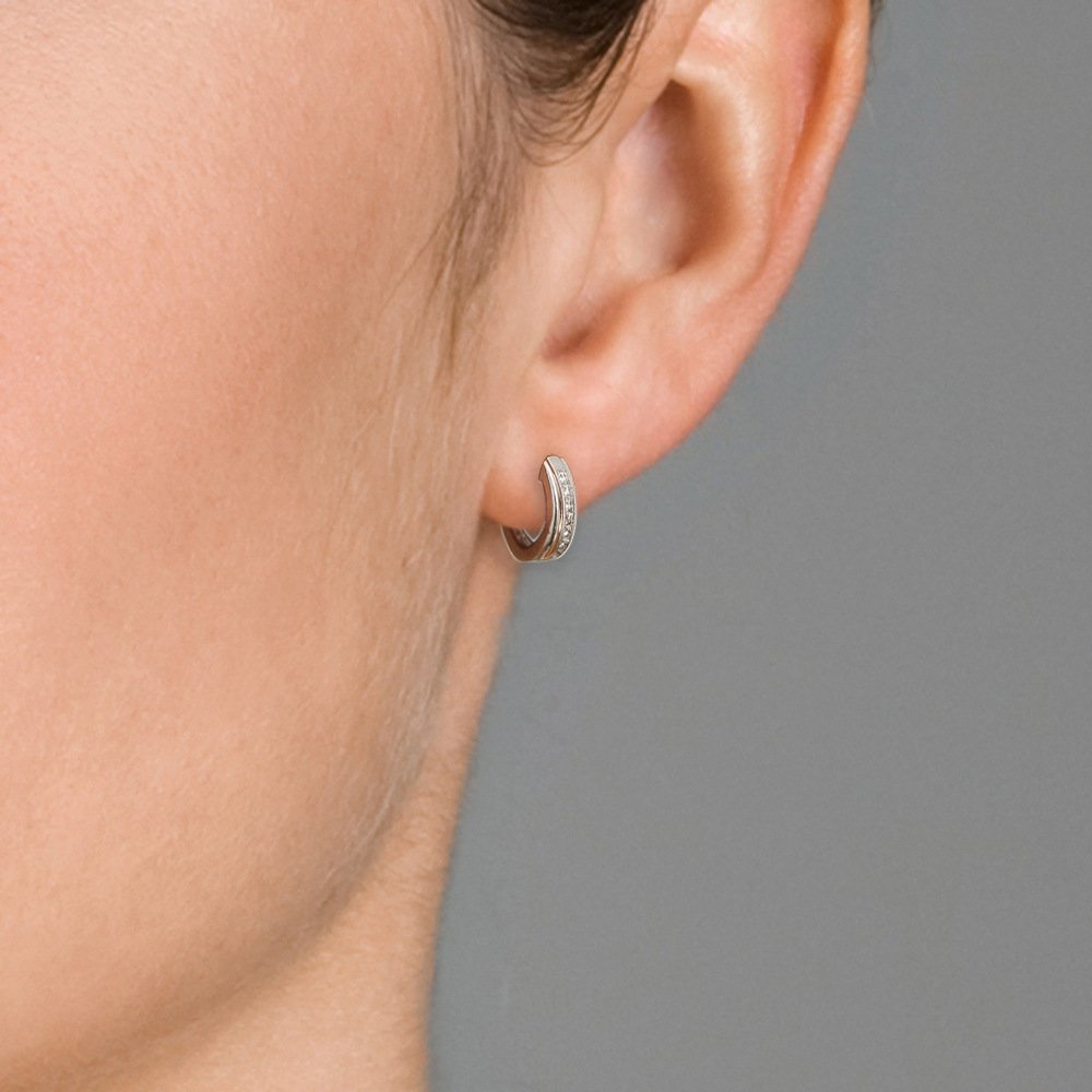 Orphelia Pendientes para mujer de oro y diamante, oro blanco 750 rodiado, diamante (0,19 ct), talla redonda blanca - OD-5292, Diamante, Diamante