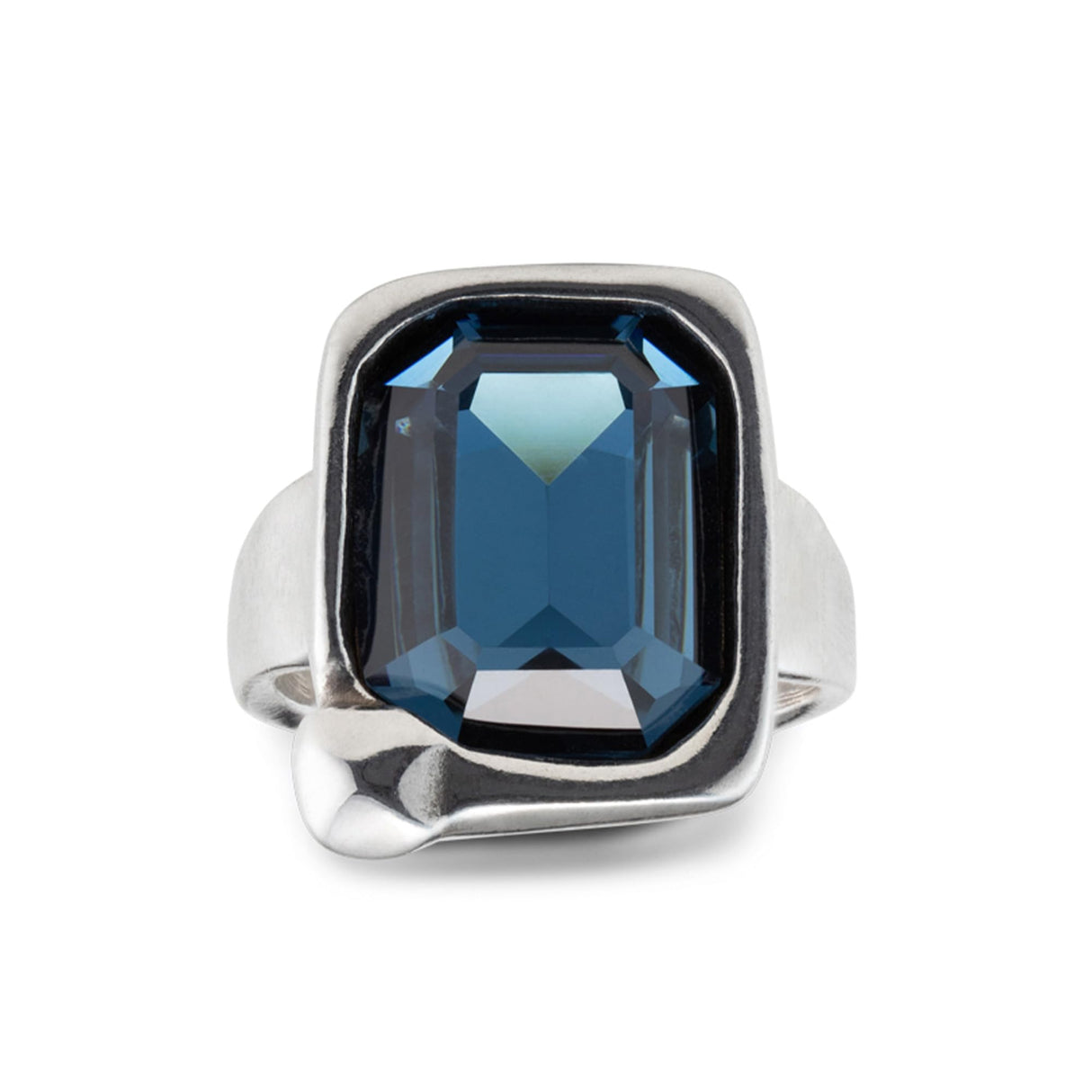UNO de 50 | Anillo de Aleación Bañado en Plata de Ley | Cristal Facetado | Joya Artesanal | Diseño Creativo