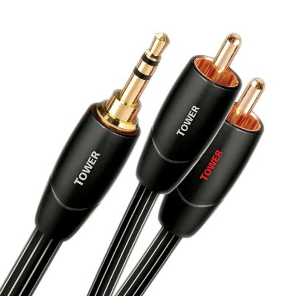 AudioQuest 3m Tower 3.5mm - 2xRCA cable de audio 3,5mm Negro - Cables de audio (3,5mm, 2 x RCA, Cobre, 3 m, Negro)