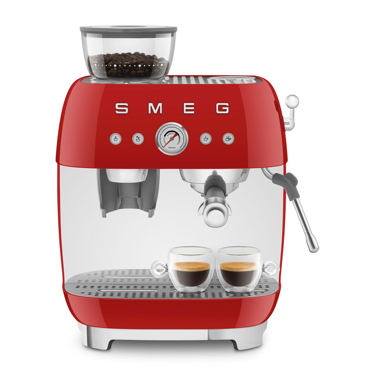SMEG EGF03RDEU Cafetera Espresso con Molinillo, Plastic, Rosso