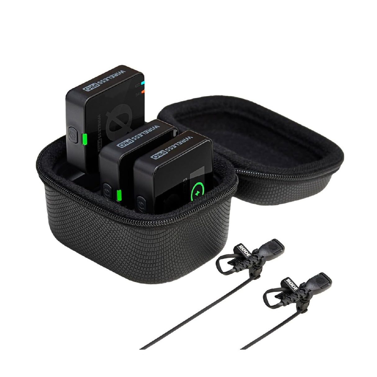 RØDE Wireless PRO es un sistema de micrófono inalámbrico compacto increíblemente potente con timecode, grabación en 32 bits de punto flotante, y una funda inteligente de carga