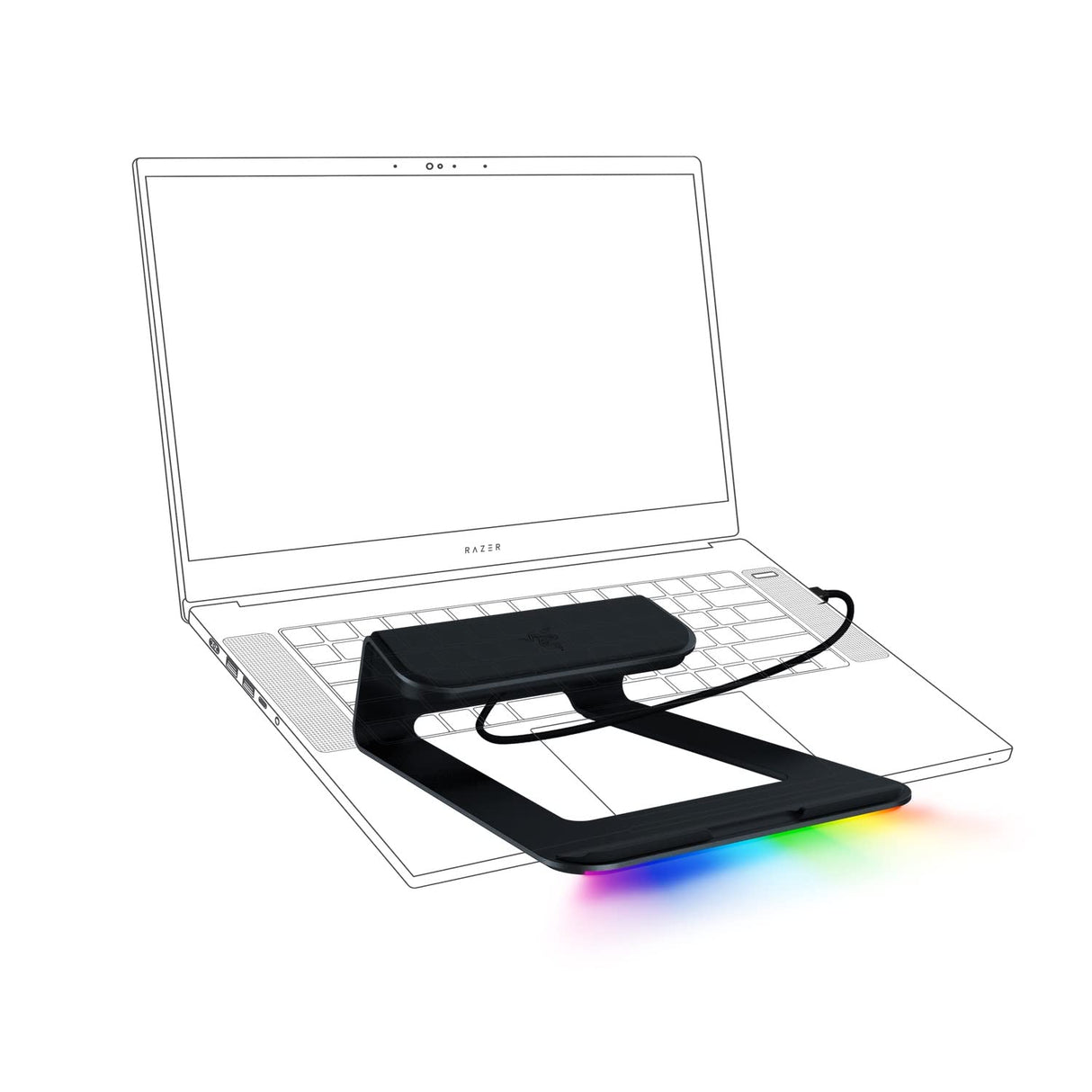 Razer Soporte para portátil Chroma V2: iluminación Chroma RGB Personalizable - Diseño ergonómico - Construcción de Aluminio anodizado - Hub USB-C de 4 Puertos - Negro Mate