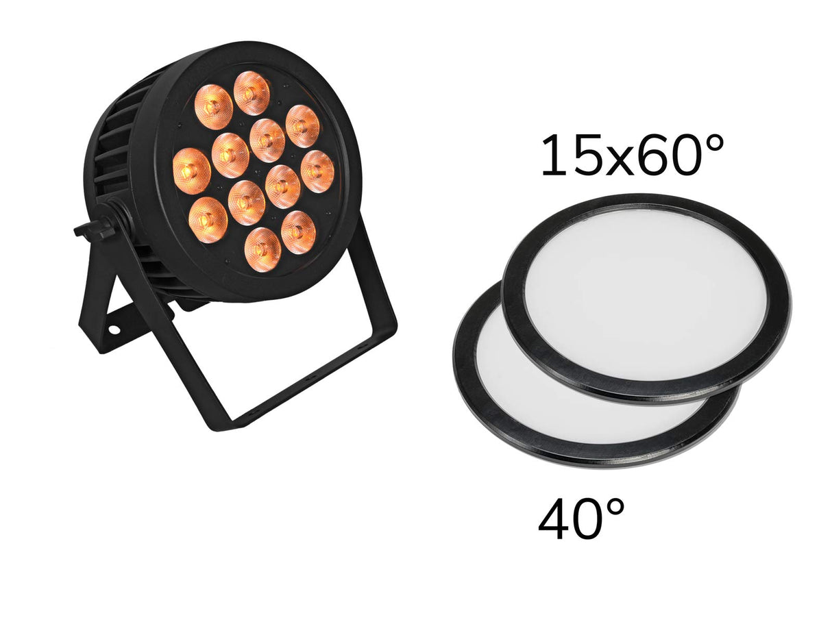 EUROLITE Set LED IP PAR 12x9W SCL Spot + 2x Diffusorscheibe (15x60° und 40°) (20000673) marca Eurolite