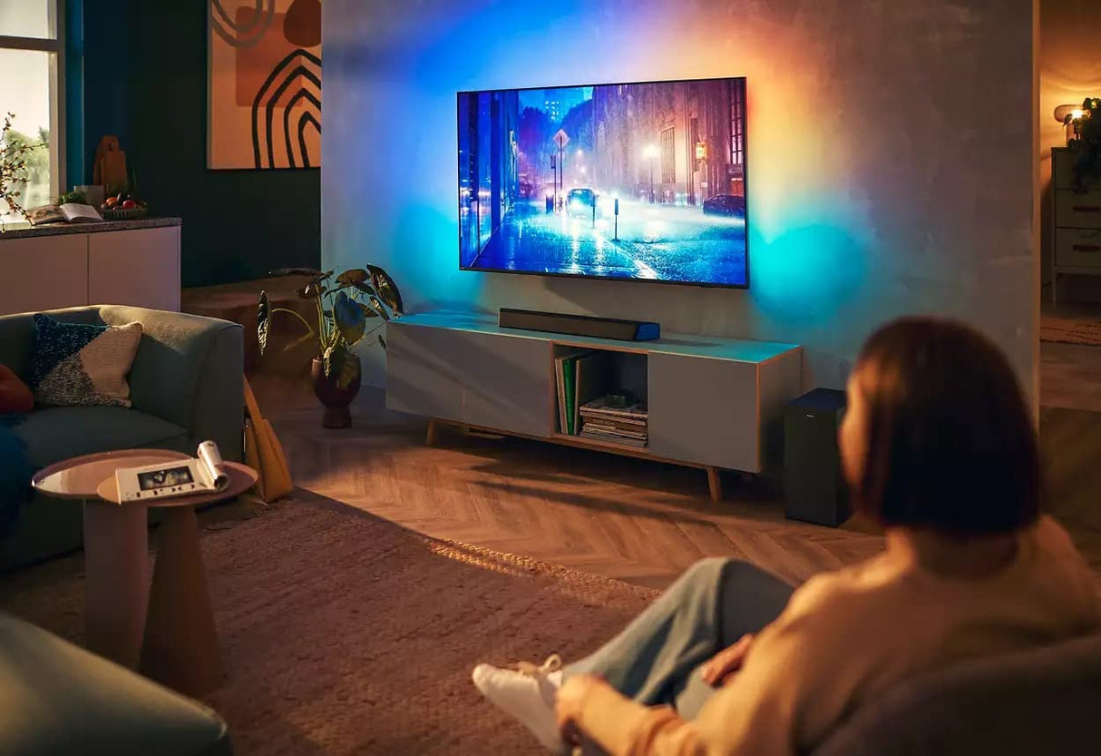 Philips TAB7807/10 Soundbar 3.1 Subwoofer Inalámbrico, Dolby Atmos, Sonido Cinematográfico, HDMI eARC, Roku TV Compatible, 620W Black