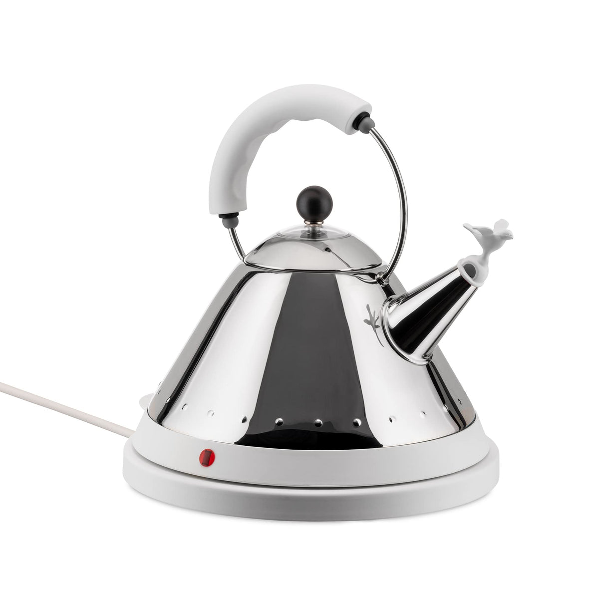Alessi - MG32 W - Hervidor Eléctrico de Diseño, Acero Inoxidable y Resina Termoplástica, Blanco