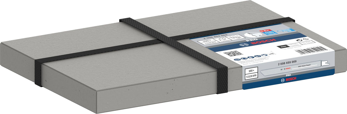 Bosch 100 hojas de sierra sable PRO Pallet S1135VFR para reparación (para acero, madera con clavos, longitud 225 mm, accesorio profesional de sierra sable)