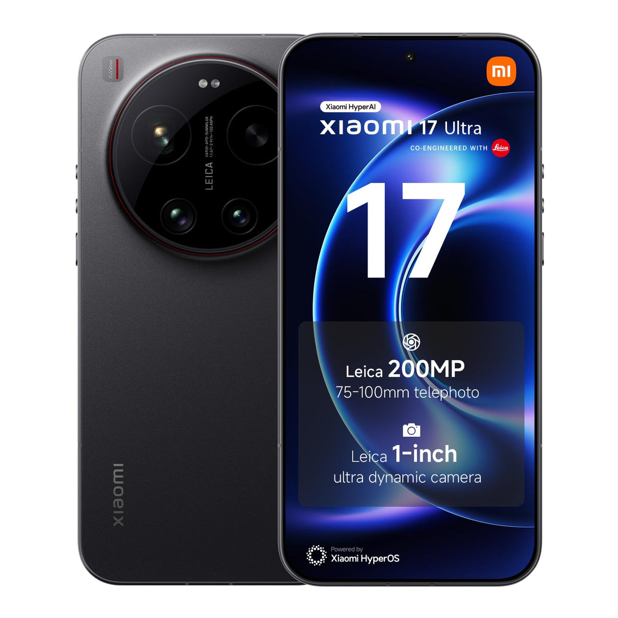 Xiaomi 17 Ultra, Smartphone 16+1024GB, Leica 200MP 75–100mm Teleobjetivo, tecnología LOFIC HDR, Carpa, HyperAI, Leica APO Lente Óptica, Negro, 1 año de garantía Adicional, Cargador no Incluido