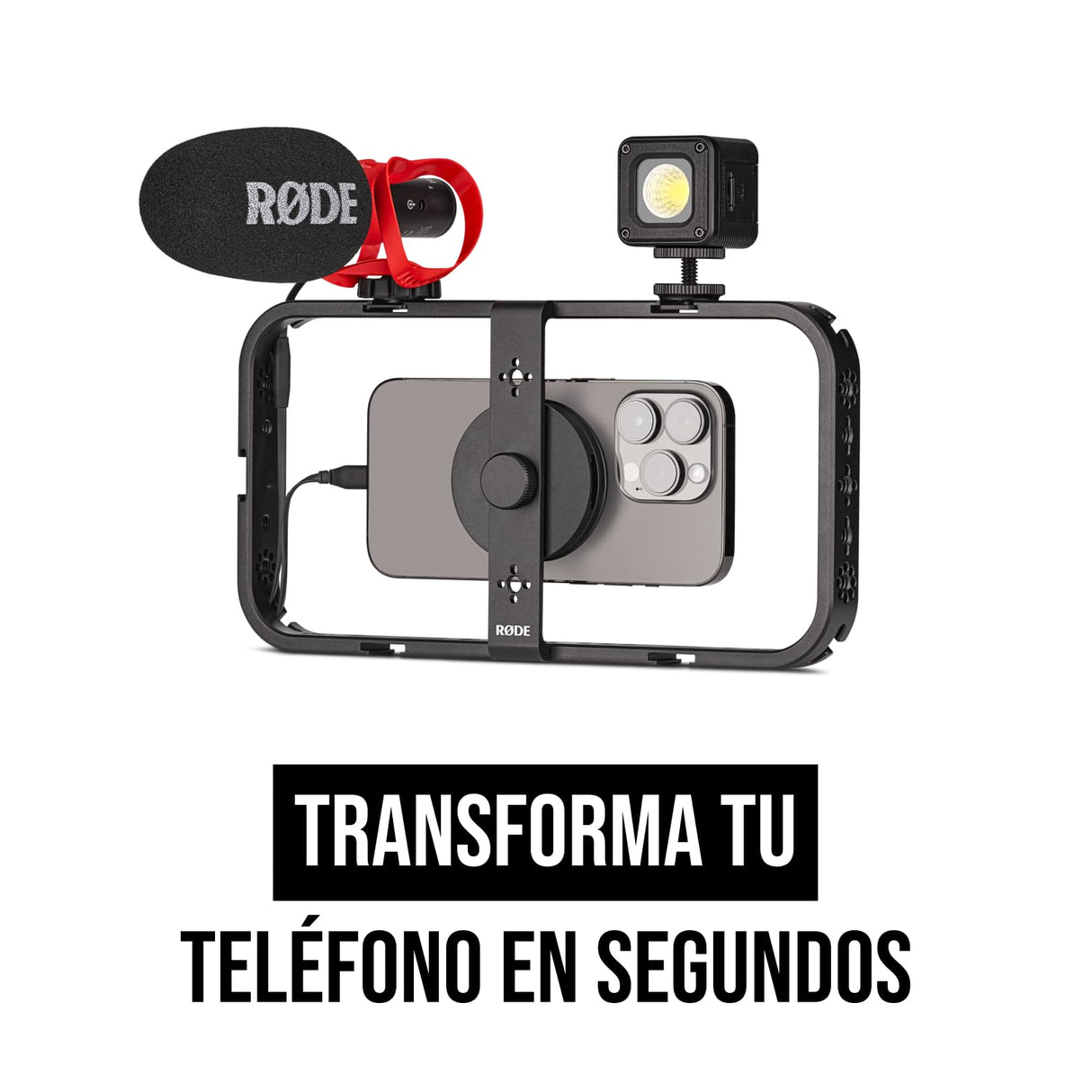 Røde Phone Cage Caja Magnética para Grabar con el Teléfono Røde, con Roscas de 1/4 y 3/8 Pulgadas y Ranuras para Montaje de Zapata Fría, compatible con MagSafe