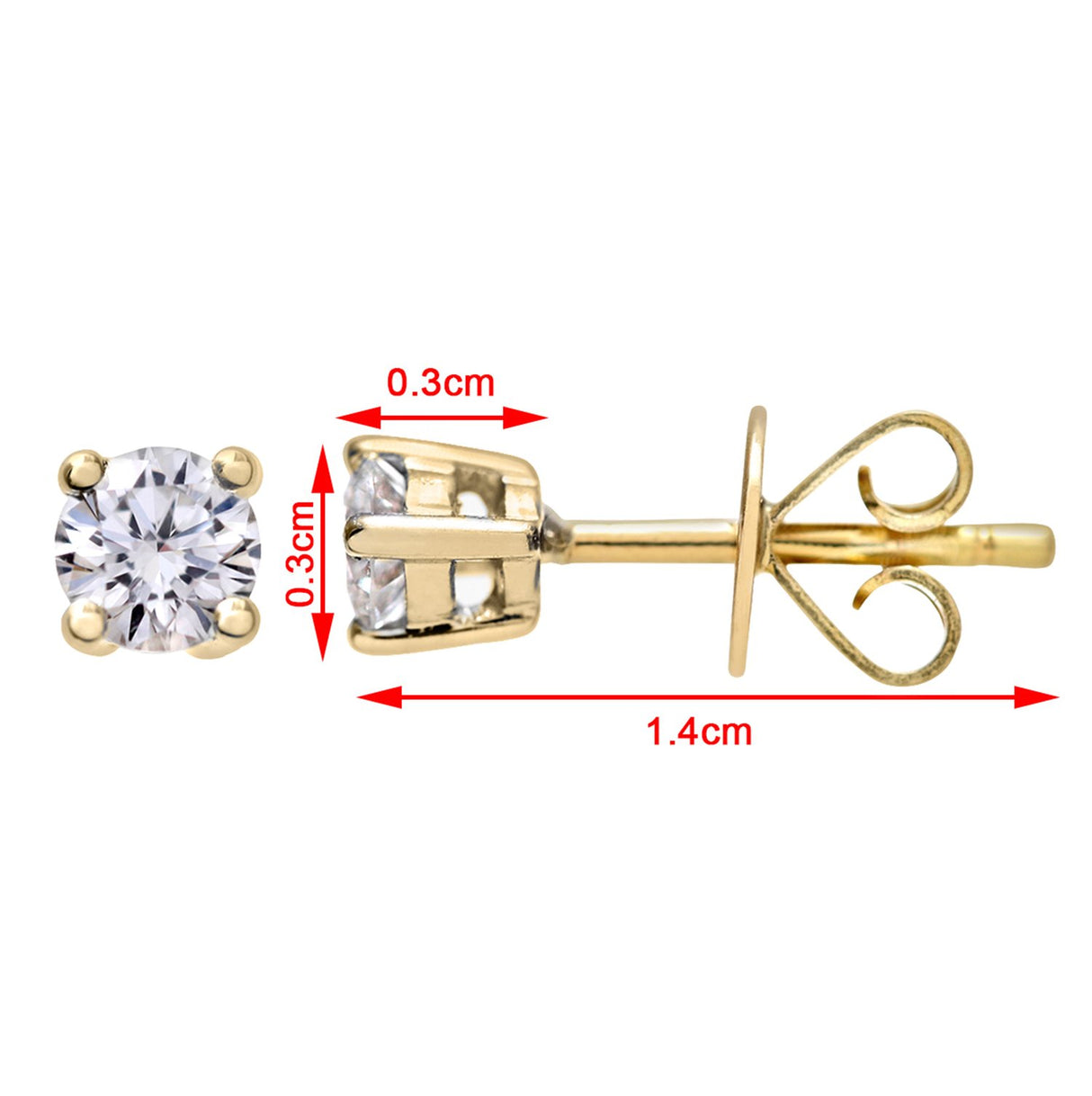 Naava Pendientes para Mujer de Oro Amarillo 9K con Diamante Redondo 0.50 ct