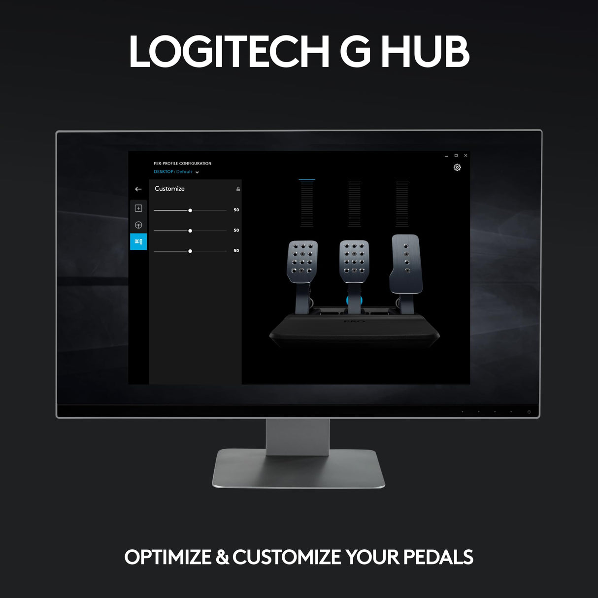 Logitech G PRO Racing Pedals - Pedales de simulación de carreras con freno con celda de carga de 100 kg, totalmente personalizables, resortes y elastómeros intercambiables, diseño modular, Negro