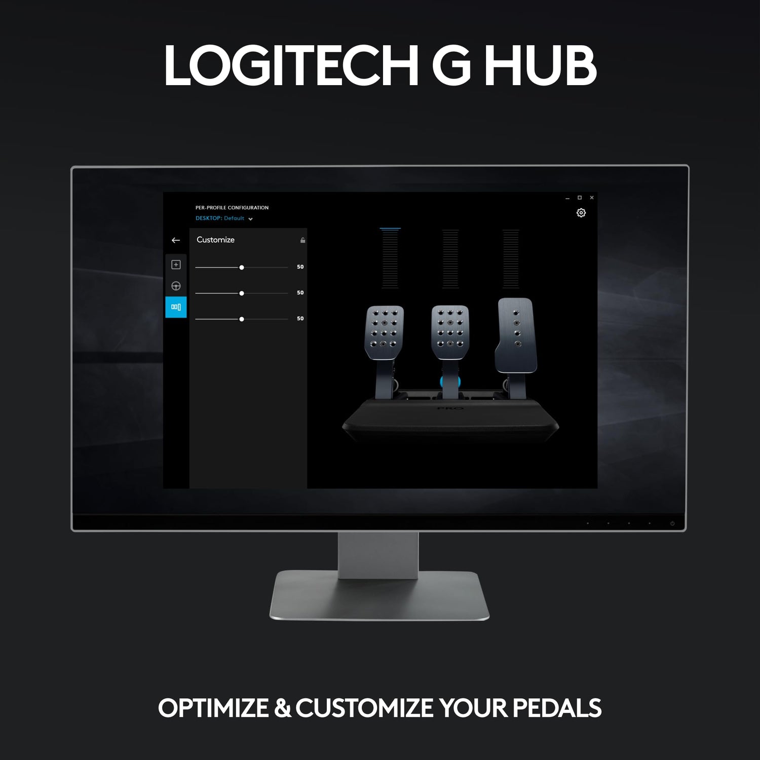 Logitech G PRO Racing Pedals - Pedales de simulación de carreras con freno con celda de carga de 100 kg, totalmente personalizables, resortes y elastómeros intercambiables, diseño modular, Negro