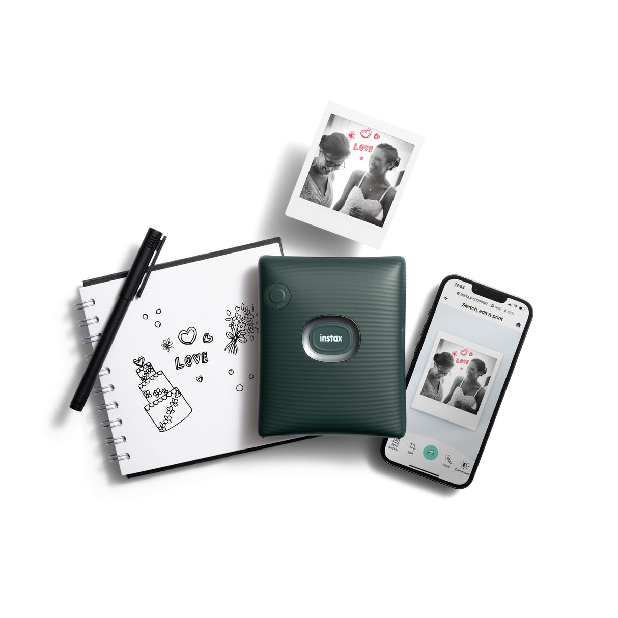 instax Square Link. Impresora para teléfonos, Verde Oscuro.