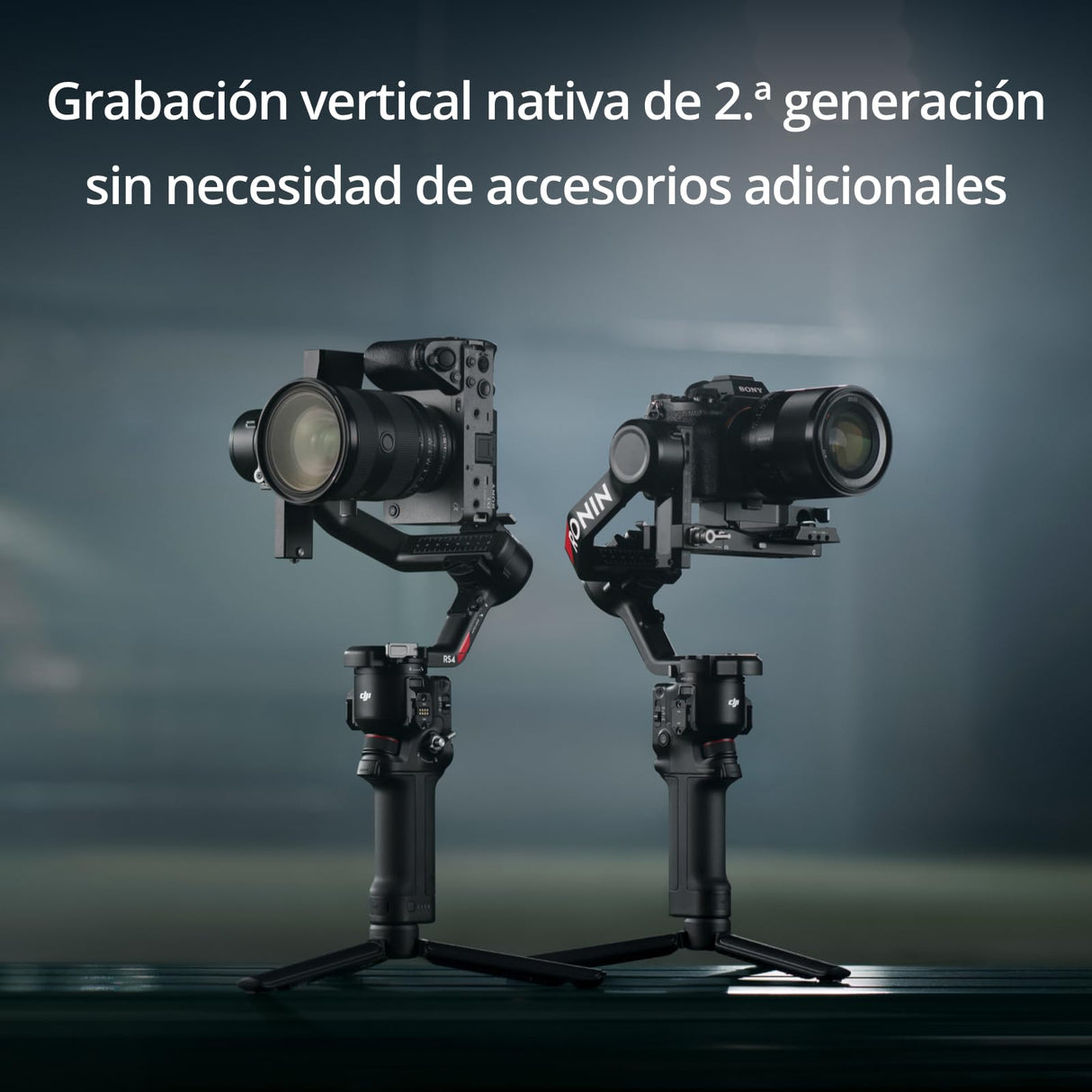 DJI RS 4, estabilizador en 3 Ejes para cámaras DSLR y sin Espejo Canon/Sony/Panasonic/Nikon/Fujifilm, con grabación Vertical nativa de 2.ª generación, Joystick de Cambio de 2 Modos, Brazos de teflón