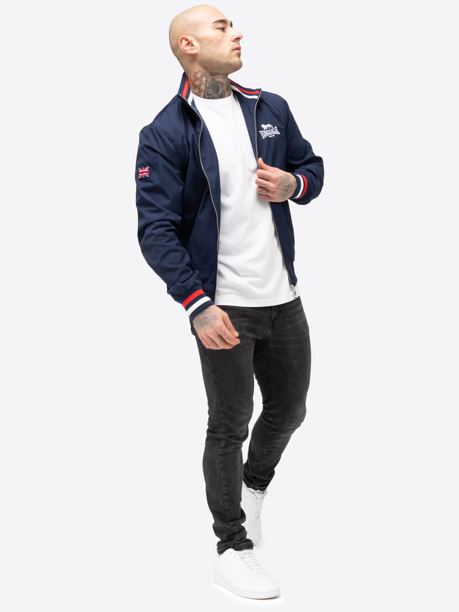 Lonsdale NEWDIGATE Chaqueta de transición, Azul Marino/Blanco/Rojo, XL Men's