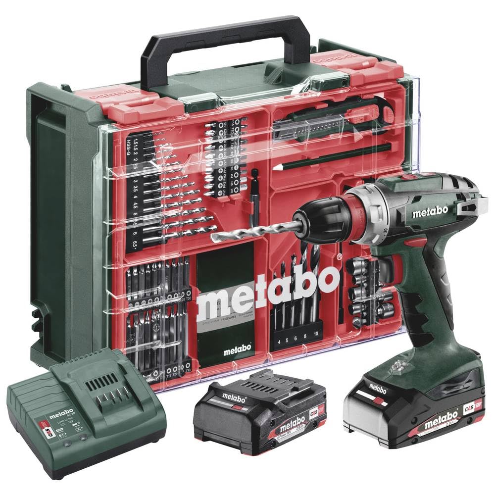 Metabo BS 18 Quick Set 602217710 - Batería de destornillador de 18 V, 2 Ah, sin escobillas, incluye 2 baterías, incluye bolsa, i