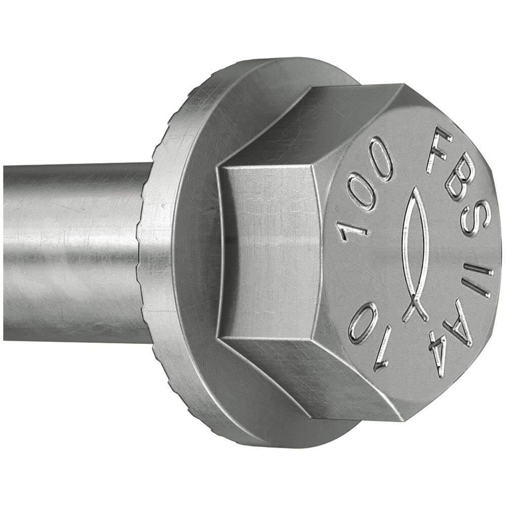 fischer UltraCut FBS II 8 x 100 50/35 US Hexagonal Acero Inoxidable Potente Tornillo de hormigón con punta endurecida, para exteriores y zonas húmedas, fijación segura en hormigón, 50 unidades
