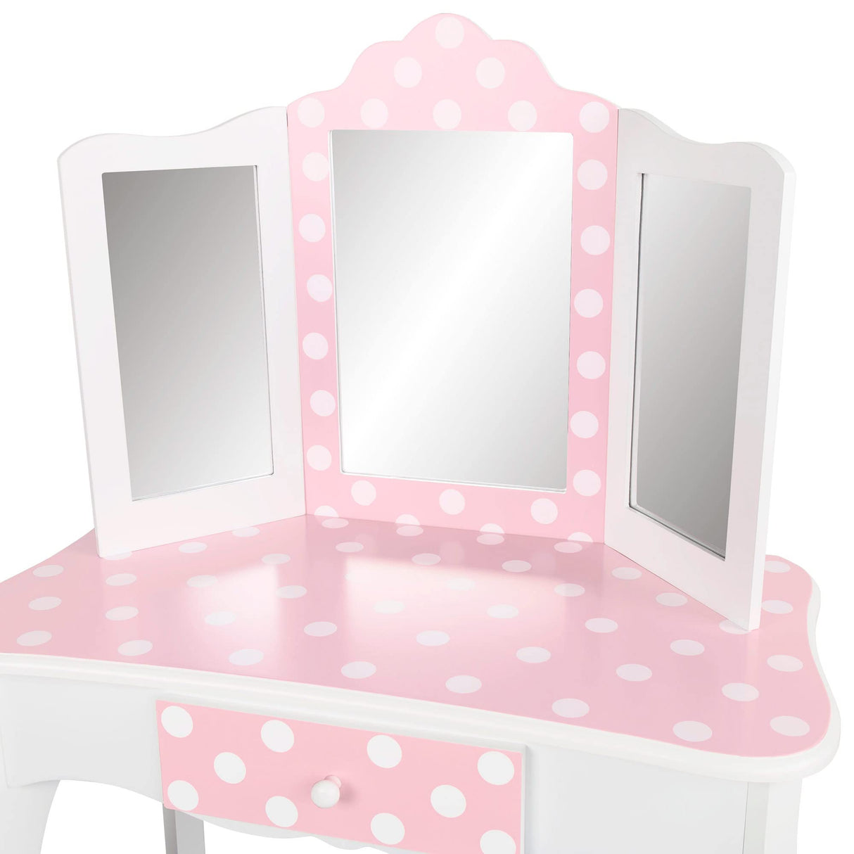 WOOMAX - Tocador niña, Maquillaje niña niño, Tocador de Madera Infantil con Taburete y Espejo Niña, Centro de Belleza con cajón, Juguetes educativos niños 3 años, Juguetes imitación (85388)