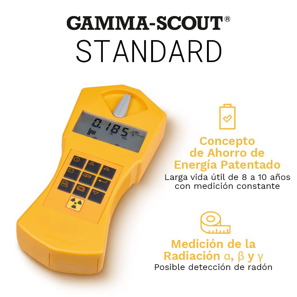 GAMMA-SCOUT Standard | Contador Geiger para radiactividad - dispositivo de medición profesional para radiación alfa, beta y gamma - uso como dosímetro personal - incluye interfaz USB y software de evaluación.