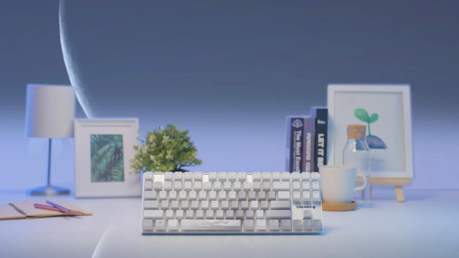 CHERRY MX 8.2 TKL Wireless XAGA, Teclado Gaming Inalámbrico sin Bloque Numérico, Disposición Alemania (QWERTZ), Bluetooth, 2,4 GHz & Cable, Switches MX2A RED, Blanco