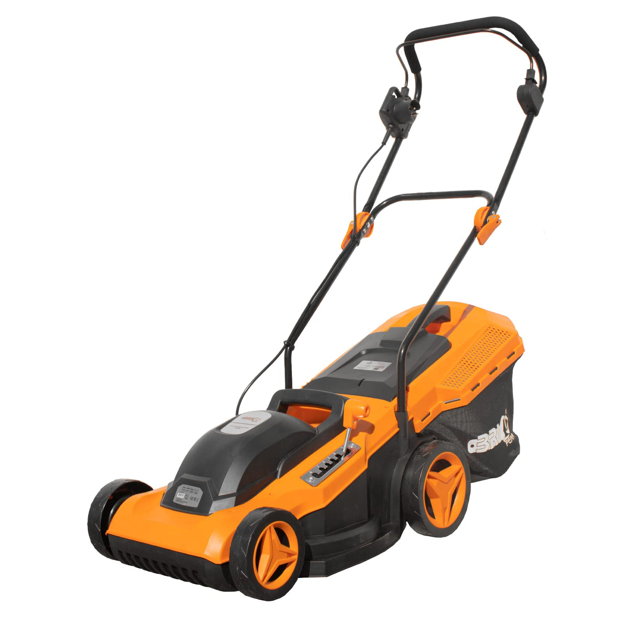 Bricoferrr Cortacésped Eléctrico - 1800W, Ancho de Corte 38cm y Altura Ajustable