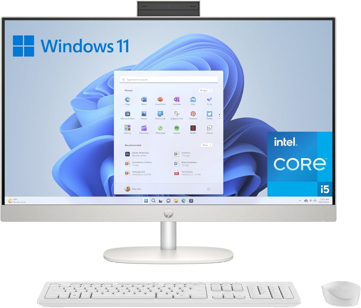 HP All-in-One 27-cr0009ss - Ordenador de sobremesa de 27" FHD (Intel Core i5-1335U, 16GB RAM, 512GB SSD, Intel UHD Graphics, Windows) White - Teclado QWERTY Español
