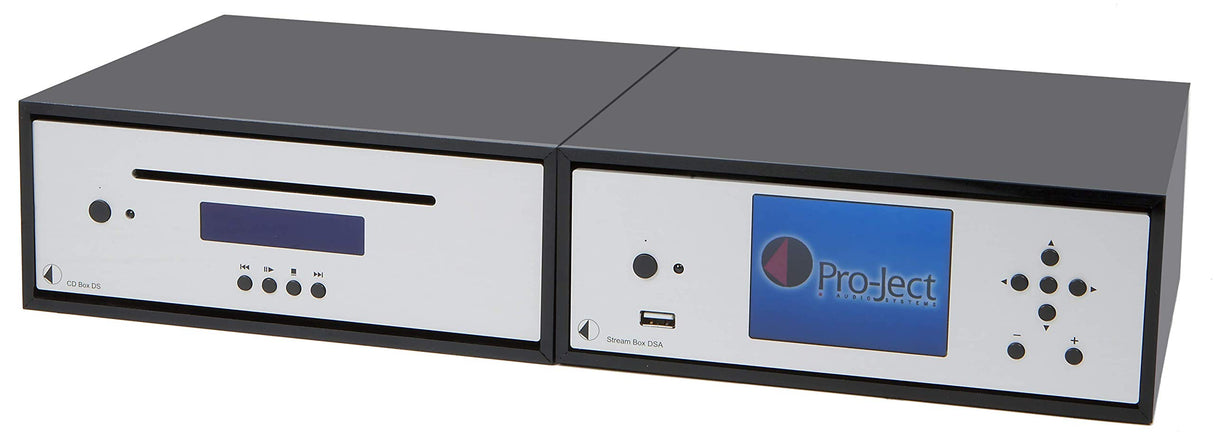 Pro-Ject CD Box DS - Reproductor de CD y SACD. Ancho 206mm.Salida de Audio 2RCA y Digital Coaxial, 24bit/192kHz Burr Brown DAC (PCM1796). Incluye Mando a Distancia. Color Silver.