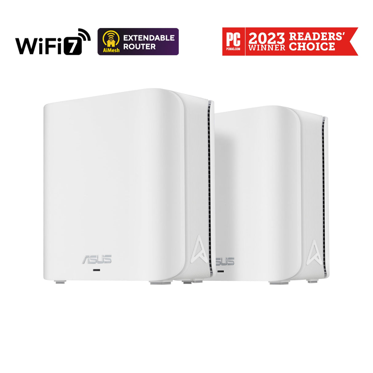 ASUS ZenWiFi BD4 2-Pack Mesh WiFi 7 de Doble Banda, 3600 Mbps, Cobertura de 470 m², Dos Puertos 2,5G, Controles de Seguridad y parentales incluidos, Smart Home Master SSIDs, Blanco