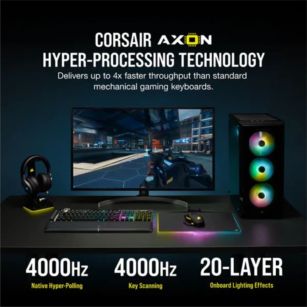 Corsair K100 RGB Teclado para Juegos con Cable Óptico-Mecánico - Interruptores OPX - PBT Double-Shot - Integración Elgato Stream Deck - Compatible con iCUE - PC, Mac, Xbox - QWERTY ES - Negro