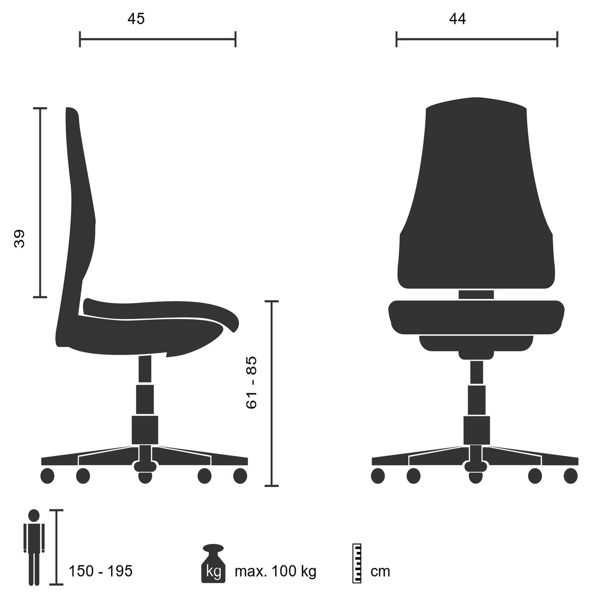 hjh OFFICE Silla de Trabajo Silla giratoria Top Work 05 Tela Alta con Respaldo reposapies Altura Ajustable Negro