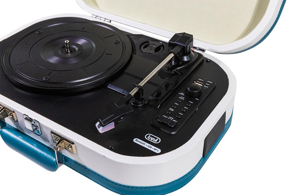Tocadiscos Trevi TT 1020 BT USB Estéreo Bluetooth Batería Recargable Turquesa