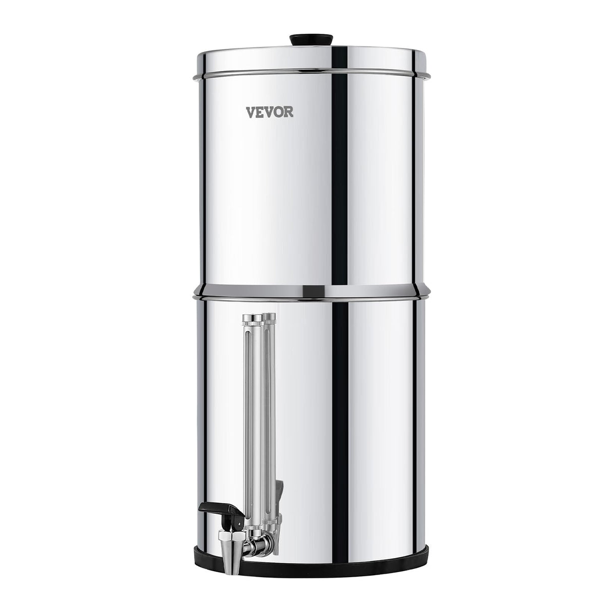 VEVOR Sistema de Filtración de Agua por Gravedad 8,5 L Sistema de Encimera Acero Inoxidable Reduce Plomo y hasta 99% de Cloro con 2 Filtros de Carbón y Grifo Nivel de Agua Visible para Camping