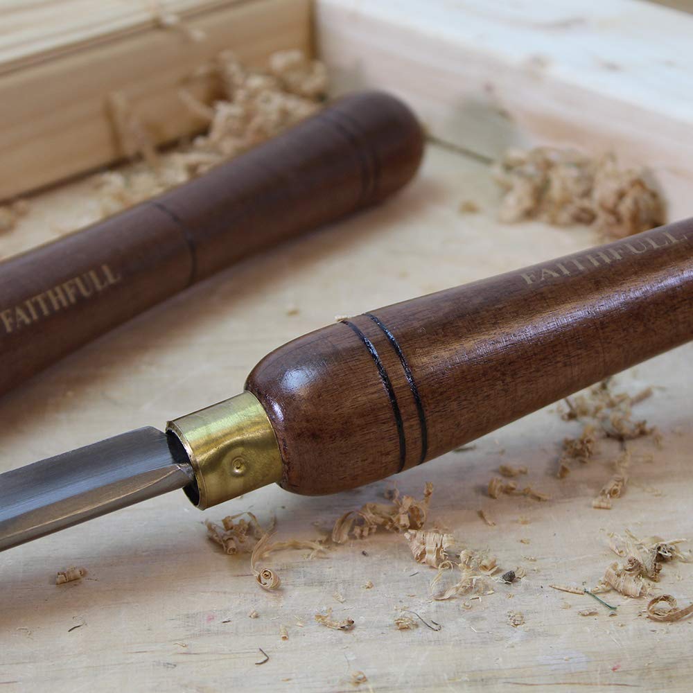 Faithfull HSS Turning Chisel Set of 8 in Wooden Presentation Box Suitable for Hard and Soft Woods