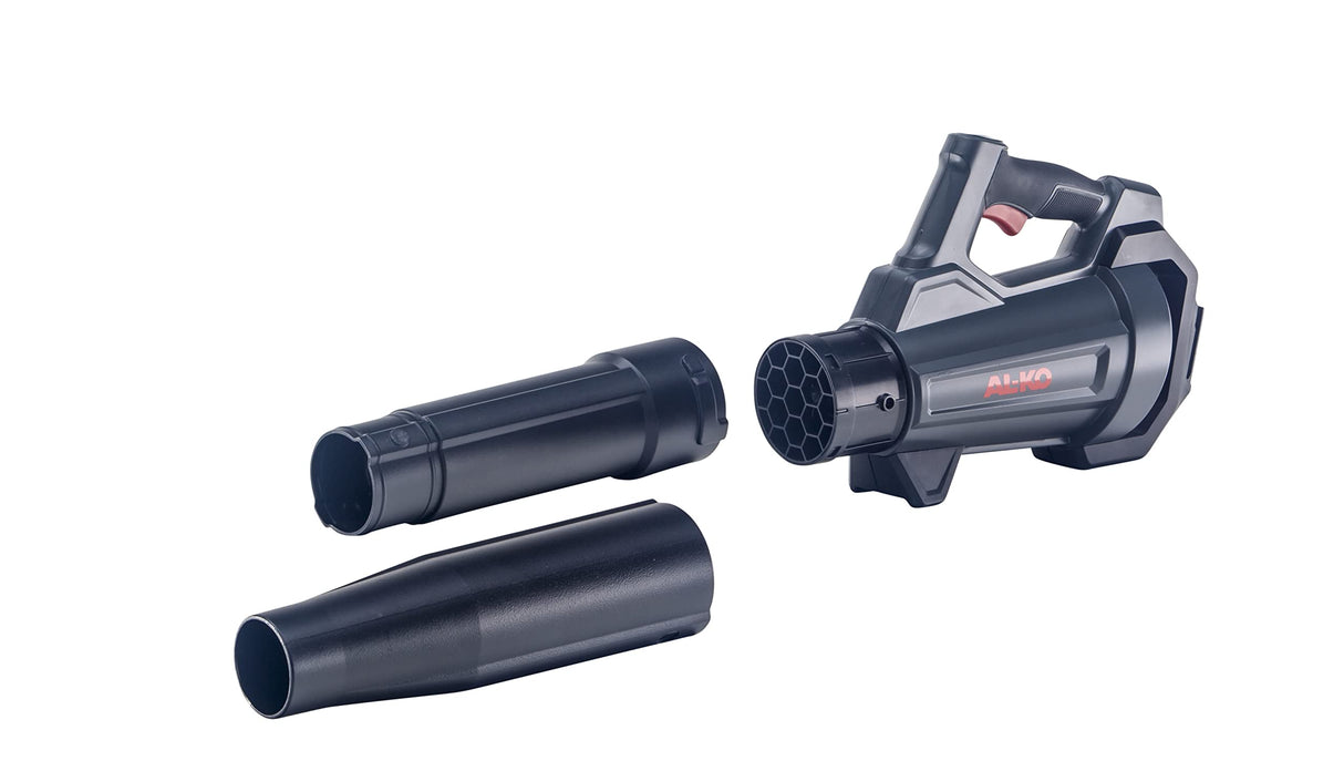 AL-KO Soplador de Hojas con batería LB 1860, 18 V de Iones de Litio (batería y Cargador incluidos), Velocidad del Aire de 45 m/s, Flujo volumétrico de 450 m³, 2 Tubos, Modo Eco/Power, Color Negro