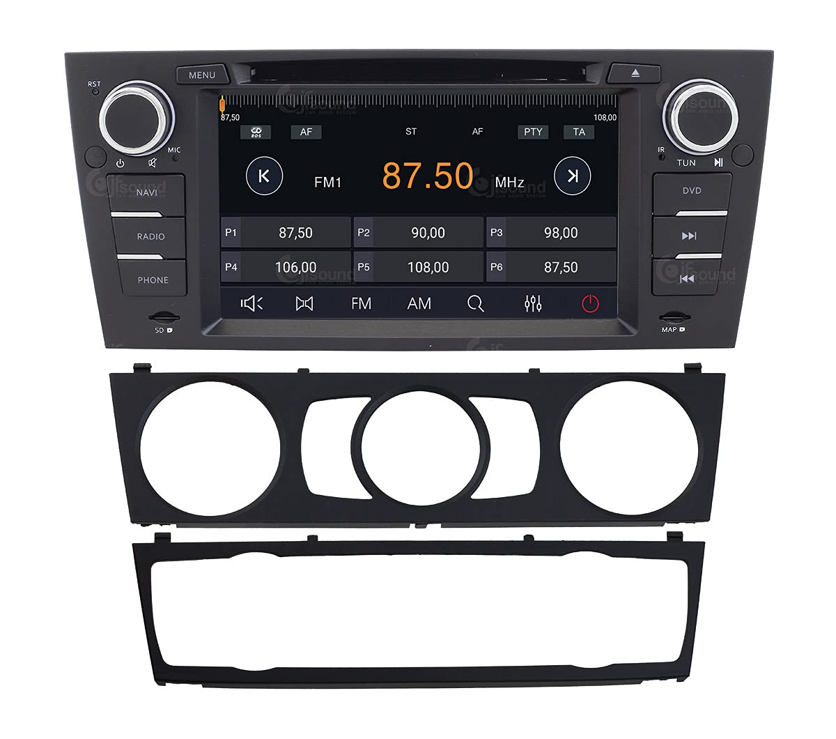 Autorradio de Ajuste Personalizado para BMW Serie 3 Android GPS Bluetooth WiFi Dab USB Pantalla táctil Full HD 7" procesador de 8 núcleos y comandos de Voz