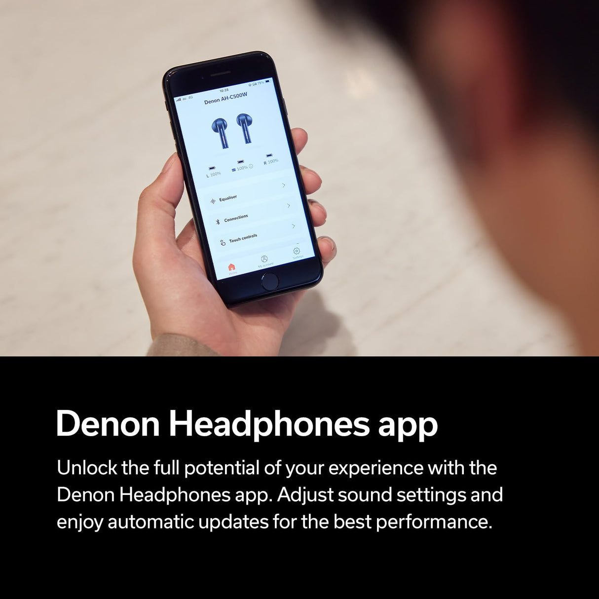Denon AH-C500W - Auriculares intrauditivos inalámbricos, Resistentes al Agua, con micrófono Integrado, Color Blanco