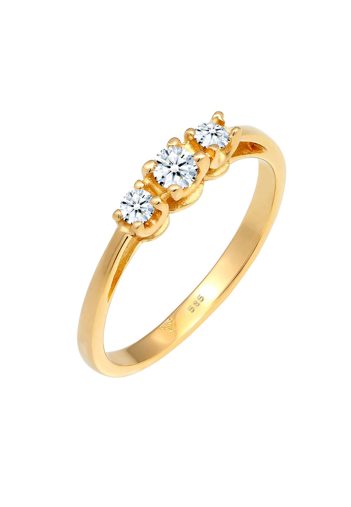 Elli DIAMONDS Anillo Mujeres de Compromiso Trío Precioso con Diamante (0,22 ct.) en Oro Amarillo 585