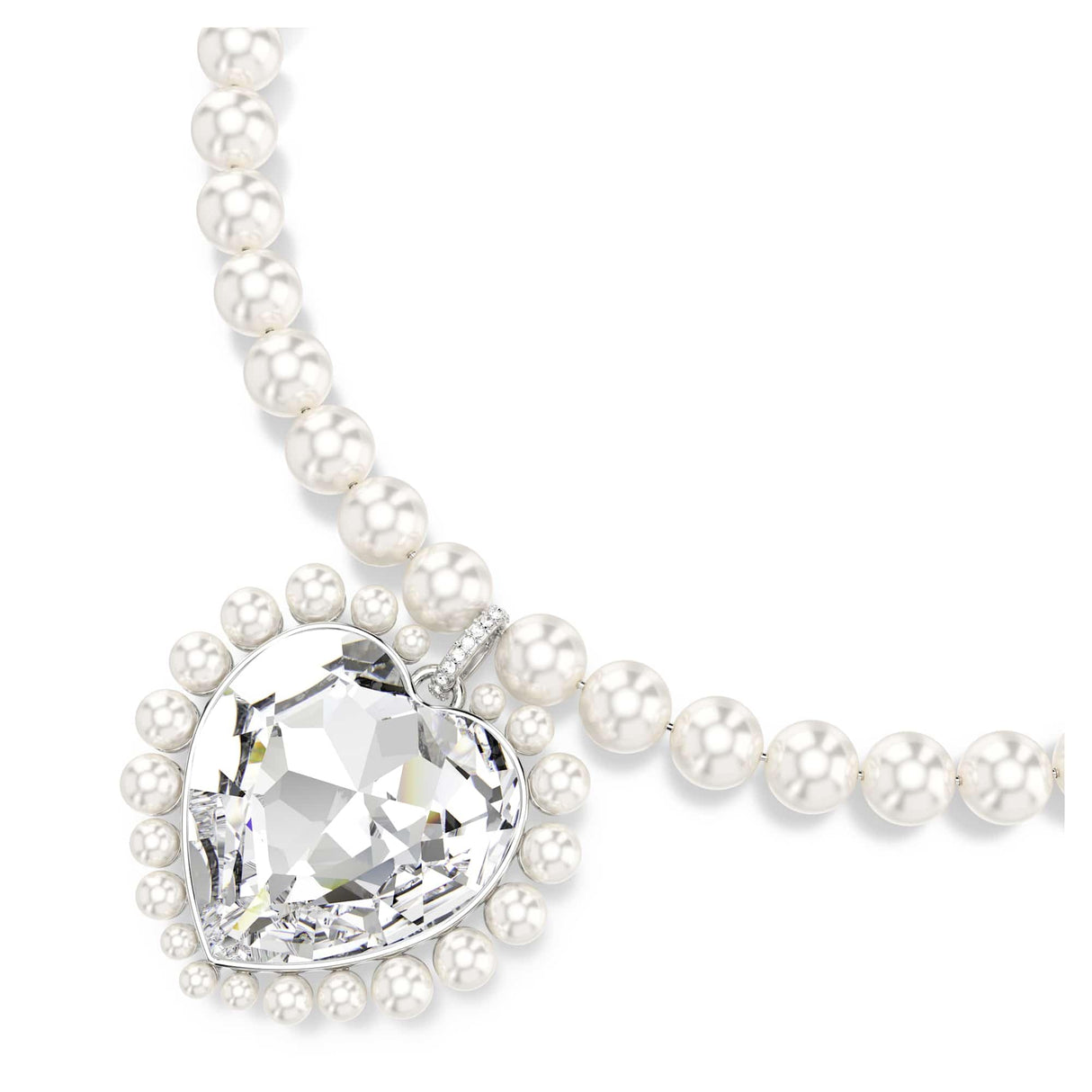 Swarovski Collar Ariana Grande x, Crystal Pearl, Talla de corazón, Corazón, Blanco, Baño de rodio