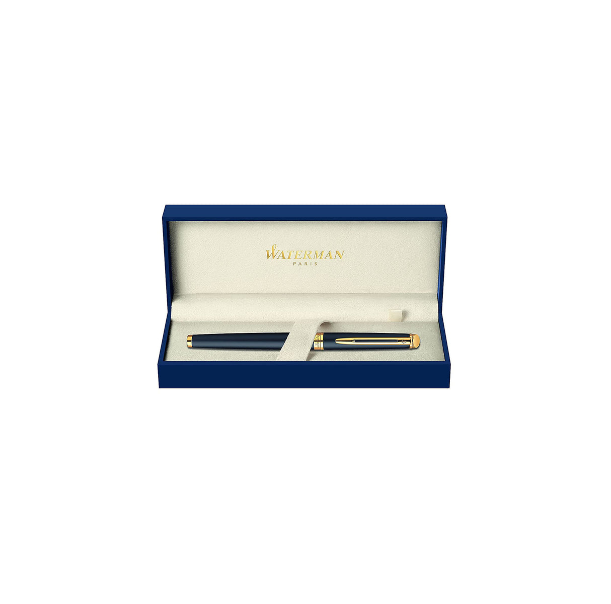 Waterman Hémisphère pluma estilográfica | color negro mate con adorno de oro de 23 quilates | plumín mediano con cartucho de tinta azul | estuche de regalo