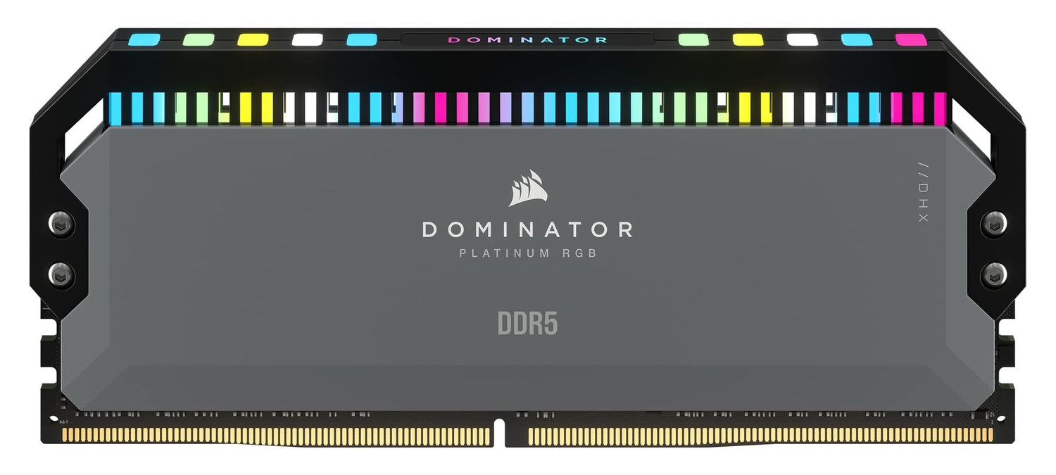 Corsair Dominator Platinum RGB DDR5 64 GB (2 x 32 GB) 5200MHz C40 Memoria optimizada de AMD (12 LED RGB CAPELLIX ultrabrillantes, Refrigeración DHX patentada, Compatibilidad con AMD Expo) Gris Frío