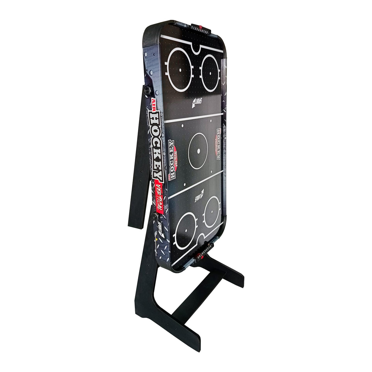 Sport1 Air Hockey Metal Vertical Mesa Plegable de Hockey Air Mini con Ventilador 12V Mesa Air Hockey Ahorro de Espacio Medidas 121x60x76cm 2 Puños y 2 Discos Incluidos con Marcador Integrado.