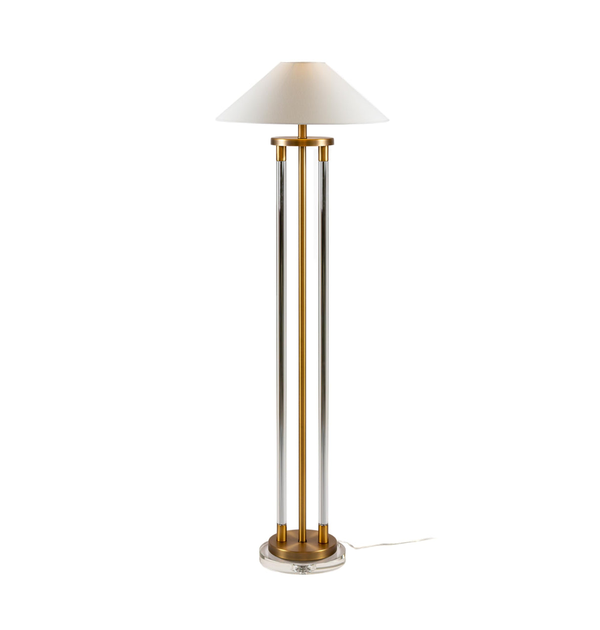 LAMPARA DE PIE 25X25X136 CRISTAL/METAL DORADO SIN PANTALLA