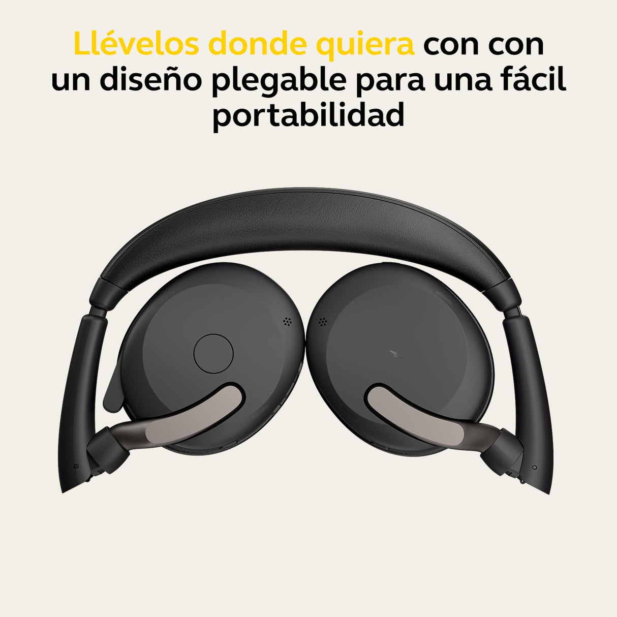 Jabra Evolve2 65 Flex UC - Auriculares inalámbricos Bluetooth para Trabajo híbrido, cancelación Activa del Ruido, conectividad USB-C, diseño Plegable, Carga inalámbrica, tecnología de micrófono