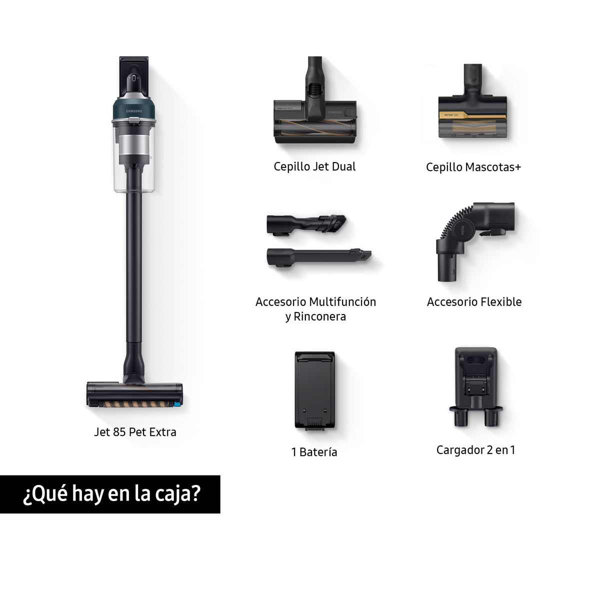 Samsung Aspiradora sin Cable Jet 85 Pet 210AW con Cepillo para Mascotas+ VS20C8522TN/WA