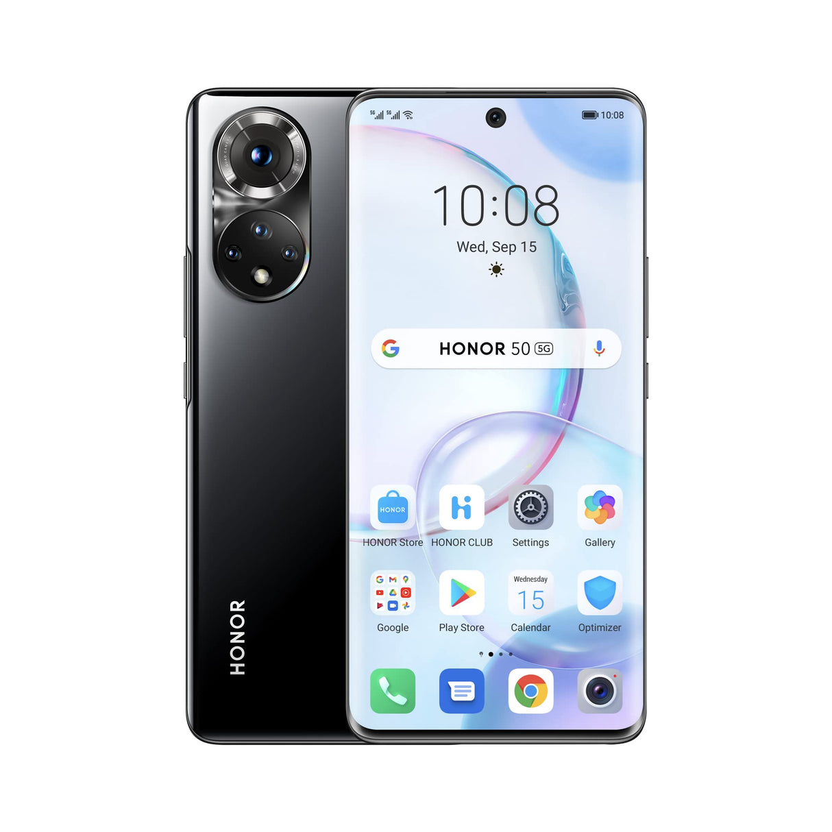 HONOR 50 Teléfono Móvil Desbloqueado 5G AMOLED Dual SIM 8+256 GB, con Cámara Cuádruple de de 108 MP, 120 Hz Pantalla Curva de 6,57" Pulgadas, Android 11,SuperCharge de 66 W, GMSn negro