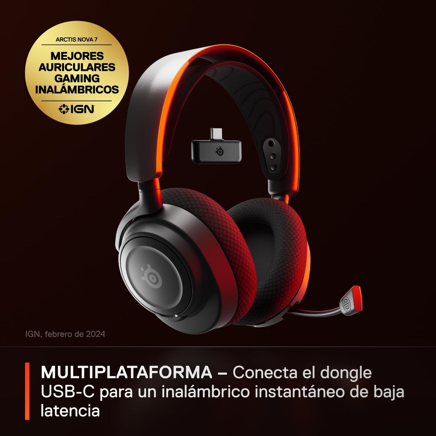 SteelSeries Arctis Nova 7 Wireless - Cascos Gaming Inalámbricos Multisistema - Controladores magnéticos de neodimio - 2,4GHz + Bluetooth - 38h de batería - Micro ClearCast Gen2 IA - PC,PS5,VR