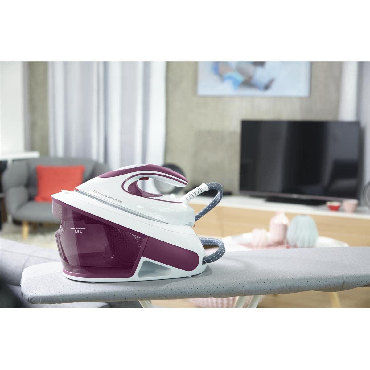 Tefal Express Anti-Calc SV8054 Dampfb?gelstation 2800 W 1,8 l Duriliumsohle Violett - Wei? (SV8054)