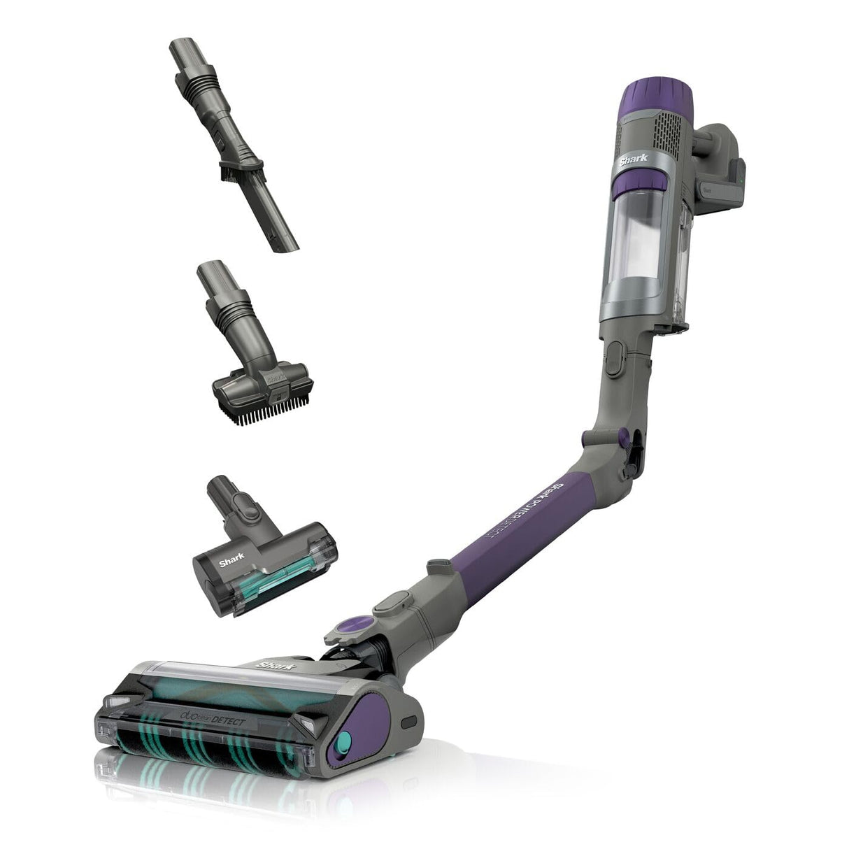 Shark PowerDetect Aspiradora sin Cable, DuoClean Detect, Limpieza inversa, Anti-Hair Wrap Plus, autonomía 70 min., cepillos Estrecho, multisuperficie, para Pelo de Mascota, Modo Mano, Gris, IP1251EUT