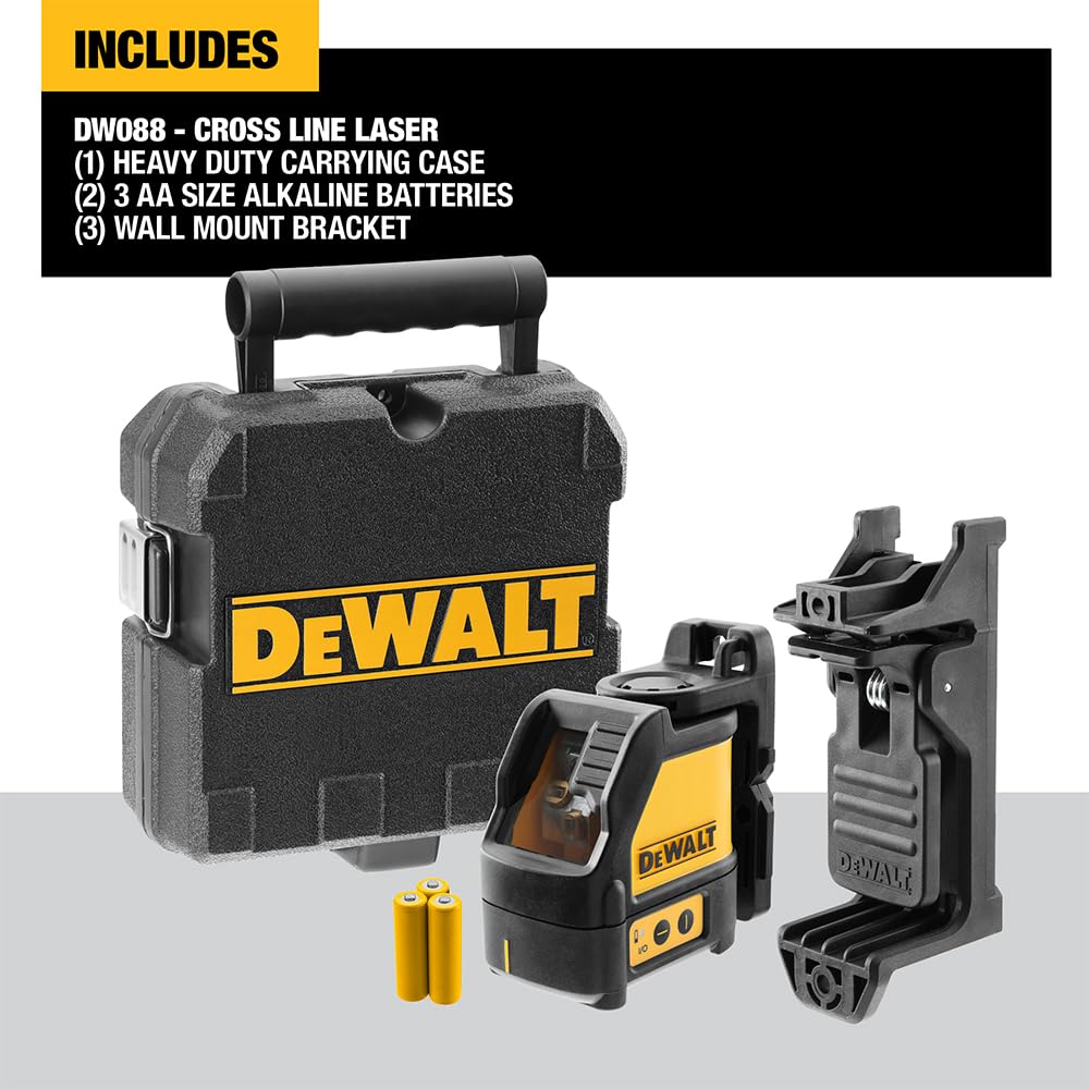 DeWalt DW088CG-XJ - Láser Autonivelante de 2 Líneas en Cruz (Horizontal y Vertical), Color Verde