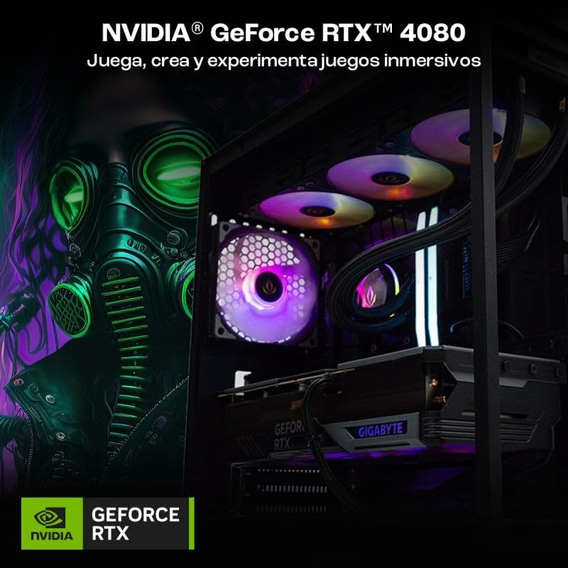 PcCom Ultimate Pc Gaming Ordenador de Sobremesa AMD Ryzen 7 7800X3D 4.2GHz / RAM 32GB DDR5 / 2TB SSD M.2 / RTX 4080 16GB GDDR6X NVIDIA/WiFi + Bluetooth/Windows 11 Home
